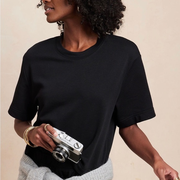 Banana Republic Sweaters - Banana Republic Black Terry Sweatshirt Short Sleeve Sweatshirt